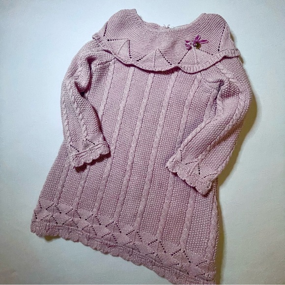 Rachel Zoe Other - Rachel Zoe Festive Long Sleeve Pink Sparkly Cable Knit Sweater Dress, 12 months